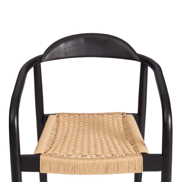 Стул MIDGARD (mod.XMS-CB2938) дерево вяз/бечевка, 50х51х78.5 см, черный фото № 7