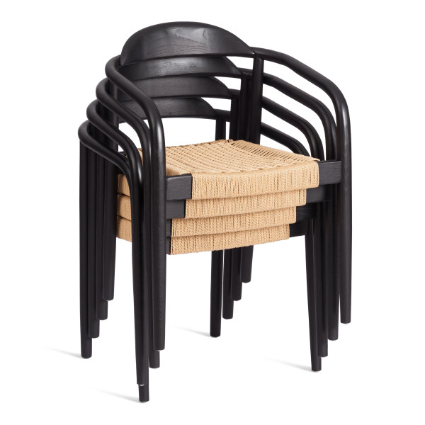 Стул MIDGARD (mod.XMS-CB2938) дерево вяз/бечевка, 50х51х78.5 см, черный фото № 11