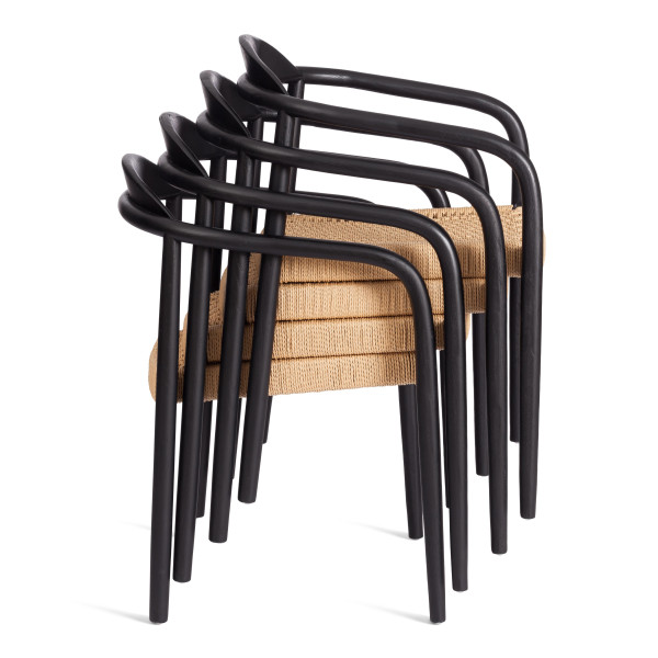 Стул MIDGARD (mod.XMS-CB2938) дерево вяз/бечевка, 50х51х78.5 см, черный фото № 12