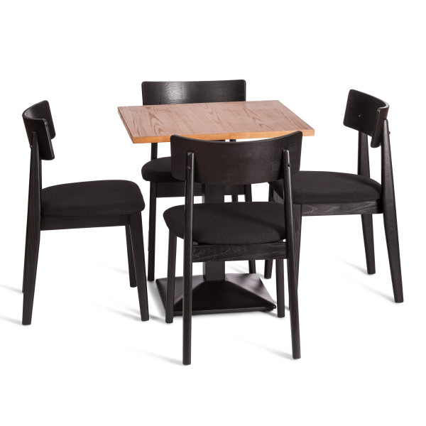 Стул THOR (mod.XMS-CB3007) дерево вяз/ткань лен, 50х48х81,5 см, черный/черный лен фото № 6