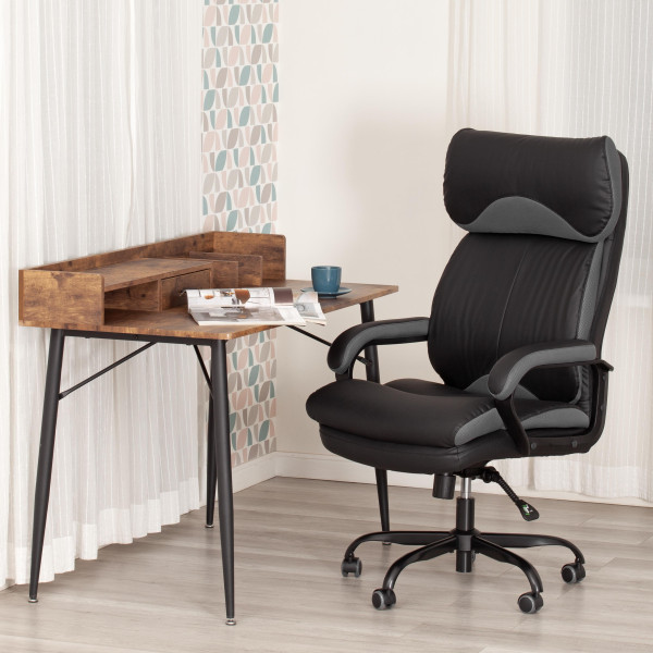 Кресло Duke metalBL кож/зам/ткань, черный/серый, 36-6/12 фото № 14