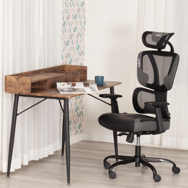 Кресло iCobra ткань / иск. кожа, черный / серый фото № 24