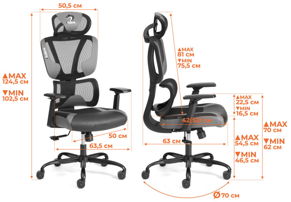 Кресло iCobra ткань / иск. кожа, черный / серый фото № 25
