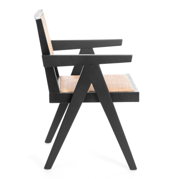 Кресло LOKI дерево вяз/ротанг, черный, 50х50х84 см фото № 2