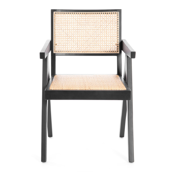 Кресло LOKI дерево вяз/ротанг, черный, 50х50х84 см фото № 5