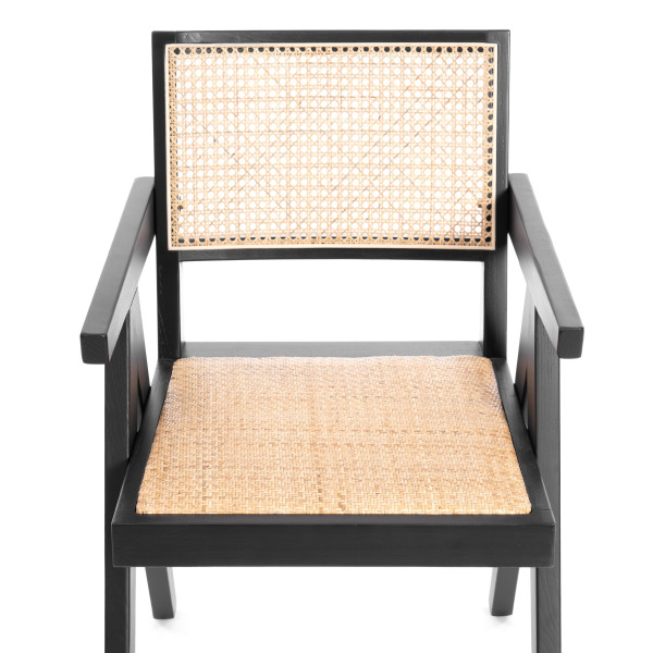 Кресло LOKI дерево вяз/ротанг, черный, 50х50х84 см фото № 6