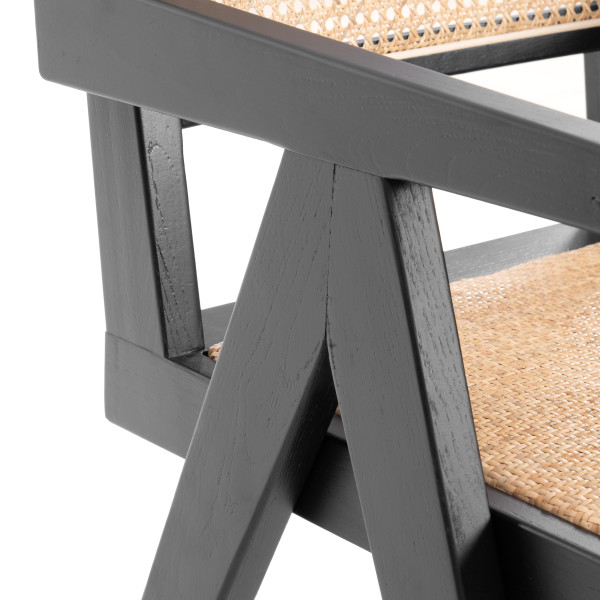 Кресло LOKI дерево вяз/ротанг, черный, 50х50х84 см фото № 7