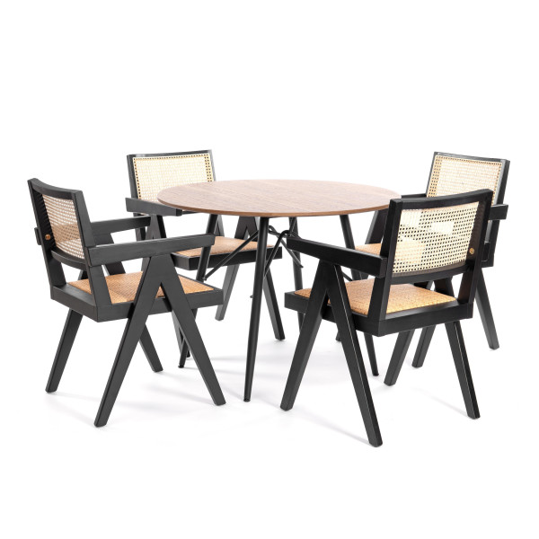 Кресло LOKI дерево вяз/ротанг, черный, 50х50х84 см фото № 12