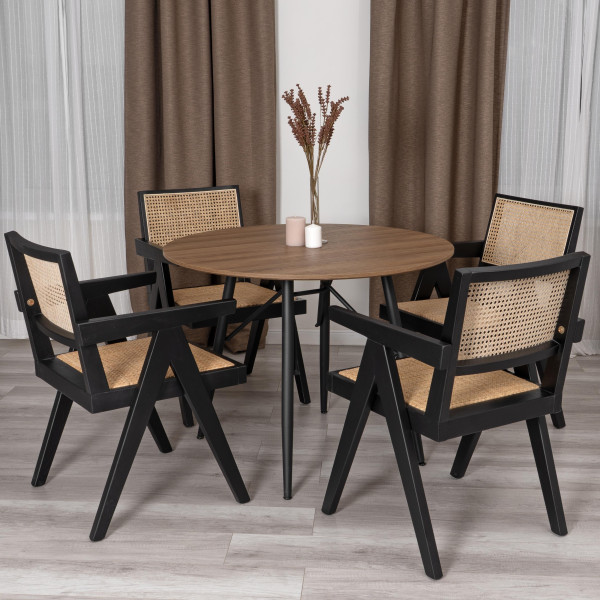 Кресло LOKI дерево вяз/ротанг, черный, 50х50х84 см фото № 13