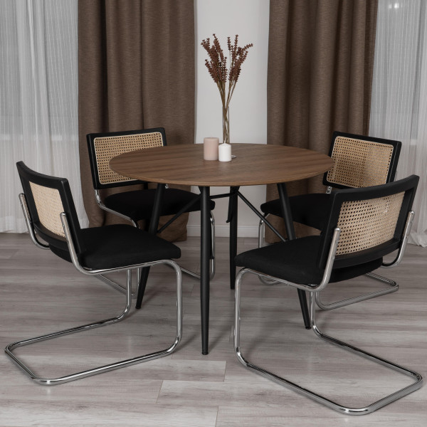 Стул MANI дерево вяз, ротанг/ткань лен, металлический каркас, черный, 46х46х78 см фото № 12