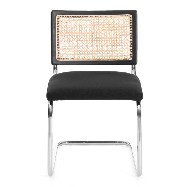 Стул MANI дерево вяз, ротанг/ткань лен, металлический каркас, черный, 46х46х78 см фото № 5