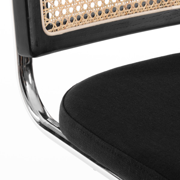 Стул MANI дерево вяз, ротанг/ткань лен, металлический каркас, черный, 46х46х78 см фото № 6