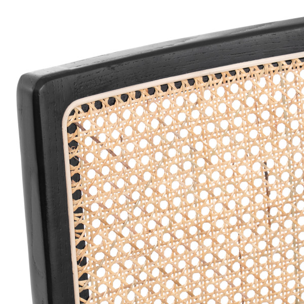Стул MANI дерево вяз, ротанг/ткань лен, металлический каркас, черный, 46х46х78 см фото № 7