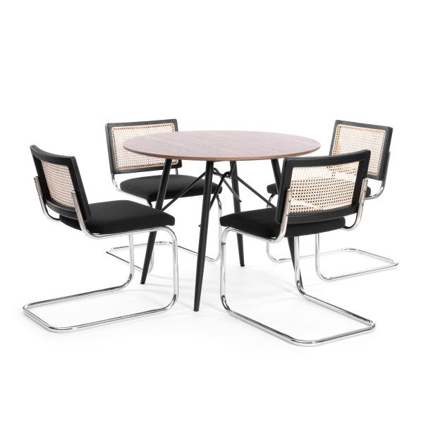 Стул MANI дерево вяз, ротанг/ткань лен, металлический каркас, черный, 46х46х78 см фото № 11