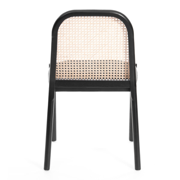 Стул FREYA дерево вяз/ротанг, ткань лён, черный/черный лен, 46х41х79,5 см фото № 4