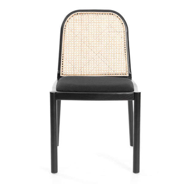 Стул FREYA дерево вяз/ротанг, ткань лён, черный/черный лен, 46х41х79,5 см фото № 5