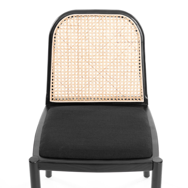 Стул FREYA дерево вяз/ротанг, ткань лён, черный/черный лен, 46х41х79,5 см фото № 6