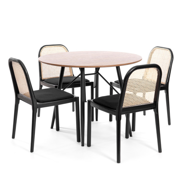 Стул FREYA дерево вяз/ротанг, ткань лён, черный/черный лен, 46х41х79,5 см фото № 10