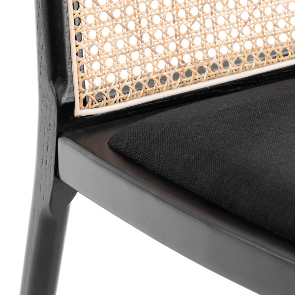 Стул FREYA дерево вяз/ротанг, ткань лён, черный/черный лен, 46х41х79,5 см фото № 7