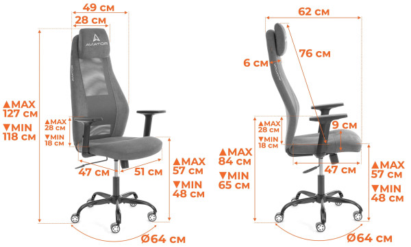 Кресло AVIATOR PLT metalBL ткань, светло - коричневый / серый, KUB 03/W-12 фото № 17