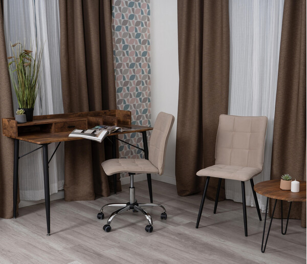 Комплект кресло + стул Bari LT, флок , бежевый/черный, 7, 41х55х89 см фото № 10