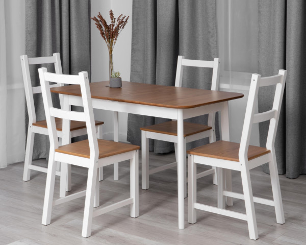 Стол Соната Люкс раздвижной/Sonata Lux extension table, 120х75х73 см массив сосны, антик/белый, 120-(150)х75х73 см фото № 15