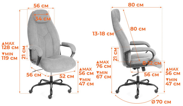 Кресло Boss metalBL кож/зам, черный, 36-6 фото № 16