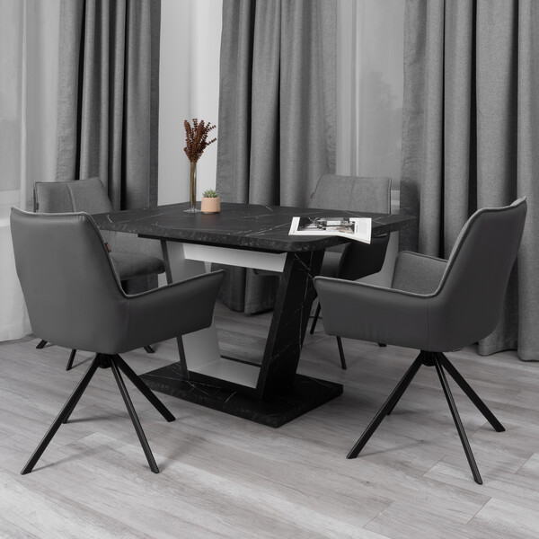 Кресло Murano/Мурано опора 360, велюр/букле (HYP)/Экокожа, светло-серый/графит фото № 17