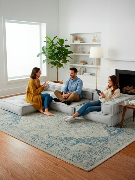 Модуль мягкий прямой Miracle велюр/букле, VT shape silver, 82x81x24 см фото № 19