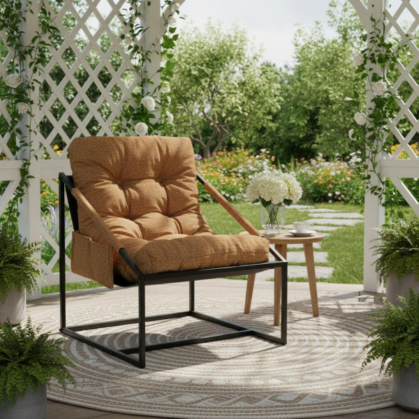 Кресло Charli / Чарли без подлокотника с карманом, велюр/букле, VT shape amber фото № 17