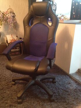 Кресло компьютерное «Рейсер» (Racer) (Искусственная черная кожа + синяя сетка) в Ростове-на-Дону фото покупателя №2