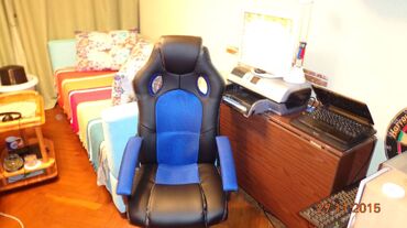 Кресло компьютерное «Рейсер СТ» (Racer ST) (Искусственная чёрная кожа + синяя сетка) в Ростове-на-Дону фото покупателя №3