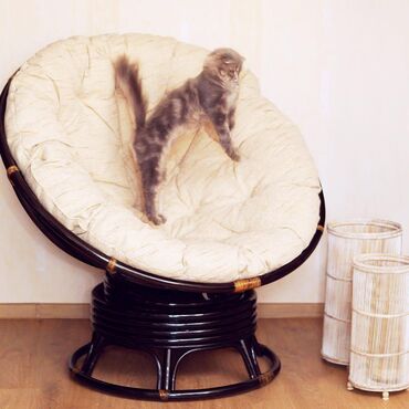 Кресло-качалка плетёное из ротанга «Папасан» (Papasan 23/01B Pecan орех) + Подушка (ткань коричневая) в Ростове-на-Дону фото покупателя №3